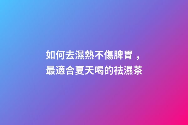 如何去濕熱不傷脾胃，最適合夏天喝的祛濕茶